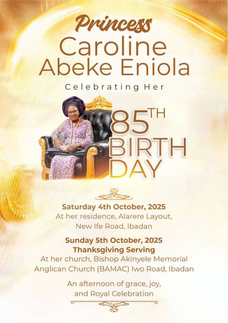 All Set for Princess Abeke Eniola’s 85th Birthday in Ibadan All Set for Princess Abeke Eniola’s 85th Birthday in Ibadan