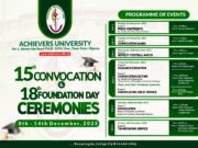 Achievers University Begins Week-Long 15th Convocation, 18th Foundation Day Ceremonies